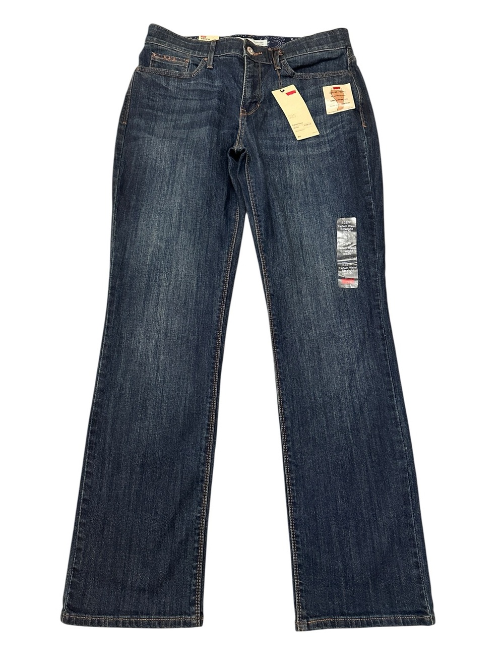 Levi’s 525 Perfect Waist Mid Rise Straight Leg Blue Denim Jeans Women’s 10S New